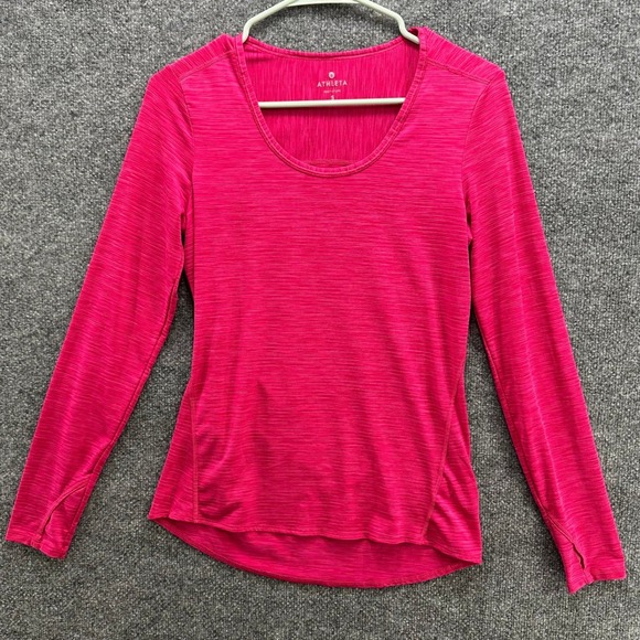 Athleta Tops - Athleta Womens Pink Space Dye Long Sleeve Scoop Neck Thumbhole Active Top Small